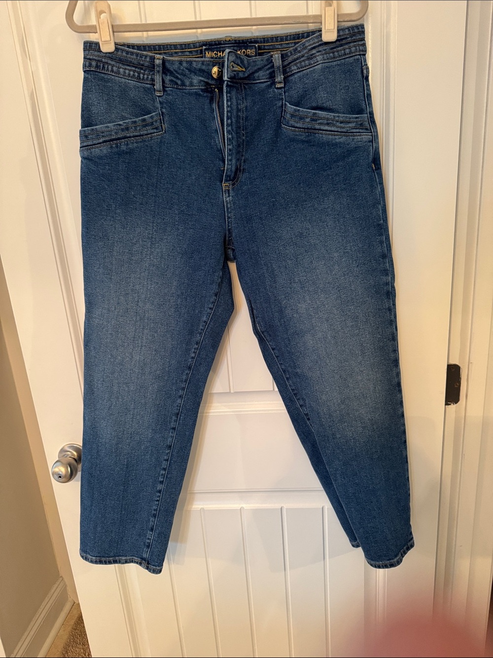 Michael Kors Women's Dark Blue Cropped Straight Jeans